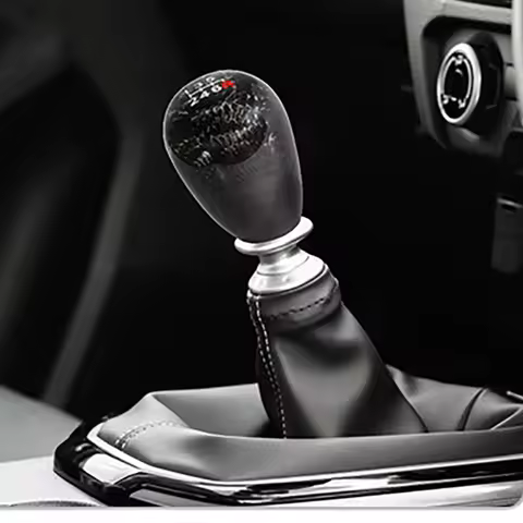 Car Modification Parts, Carbon Fiber Pattern, Circular 5-Speed Gear Lever Head, 6-Speed Gear Shift H