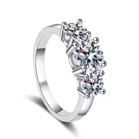 Sparkle Luxury PT950 Platinum Jewelry 2Carat Moissanite VVS1 DColor Three Diamond Quality Fine Engag