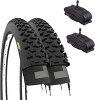 Ecovelò Unisex - Adult 24 x 1.95 V.a Cameras. 2 Tyres 24 x 1.95 (50-507) + American Valve Chambers, 