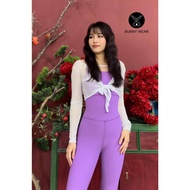 Women's gym tank top, long-sleeved mesh tank top, lace-up, cool and stretchy, freesize