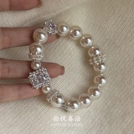 {Time Treasure} French Style Shijia Beaded Small Cube Sugar Bracelet Flashing Temperament Light Luxu
