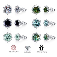 1 Pair Snowflake s925 Sterling Silver Mosonite Diamond Earrings, 1ct * 2 Colorful Mosonite Earrings,