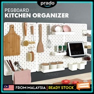 PRADO Pegboard Wall Rack Accessories Kitchen Tools Organizer DIY Wall Mounted Shelf PVC Rack Rak Pap