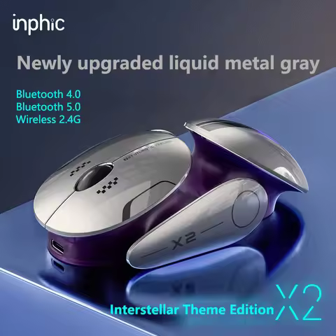 Inphic X2 V2 Wireless Gaming Mouse Metal Base Rechargeable Silent Office Bluetooth Mouse For Compute