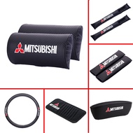 Mitsubishi Carbon Fiber Car Seat Neck Pillow Headrest Seat Belt Shoulder Pads Cover Seat Leak Prevention Plug Gap Stopper Sunshade CD Bag Storage Clip Sun Visor Holder Steering Wheel Cover Clipped Storage Box