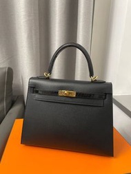 Hermes Kelly 25 Touch 黑金 鱷魚 Noir epsom