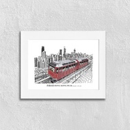 A5 香港手繪纜車掛畫 (太平山頂)