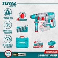 TOTAL Cordless Li-ion Rotary Hammer + 2 Pcs 4.0Ah Battery + Charger (P20S / 20V / 2.5J / Brushless) 