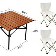 全城熱賣 - 超輕蛋卷桌套裝 鋁合金摺疊枱櫈 一秒速開 露營裝備 防傾倒設計 野餐擺檔枱 防霉牛津布