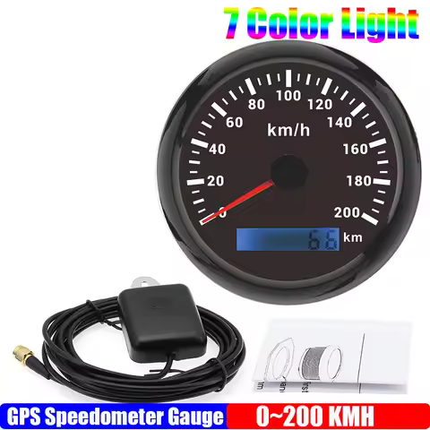 Z 0-200KMH 85MM GPS Speedometer Gauge with Antenna 7 Color Backlight Waterproof for Universal Car Bo