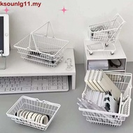 KSOUNLG11 Mini Storage Basket, Metal Grocery Cart Shopping Cart Storage, Creative Hollow Decor Model