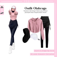 Zena Outfit Running Trendy (Hijab + Jacket + Legging Skirt) 4In1 Sports Outfit Style - FS21