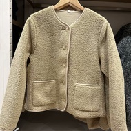 UNIQLO Japanese Single Womens 2024 Autumn And Winter Imitation Lamb Fleece Fleece Crew Neck Cardigan
