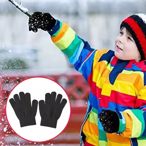 New 1-4Y Kids Gloves Winter Baby Plush Coral Gloves Toddler Full Fingers Cute Mittens Warm Windproof