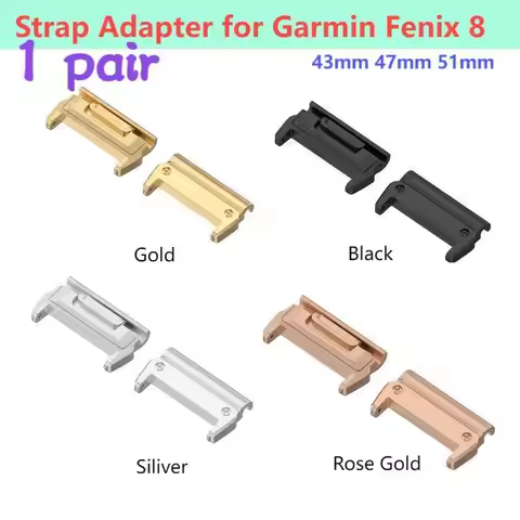 1 Pair Adaptor for Garmin Fenix 8 Tactix851mm 47mm 43mm Metal Connector Garmin Band Stainless Steel 