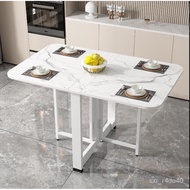 【TikTok】#Folding Dining Table Household Small Apartment Imitation Marble Ultra-Thin Multi-Functional Dining Table Rectan