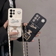 Da kim loại Crossbody chuỗi Ốp điện thoại cho Samsung Galaxy S25 S22 S23 S24 Ultra Plus A55 A15 A05