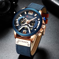 Men's Sport Watch Luxury Leather Band Waterproof Fashion Watch CURREN8329