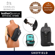 Charles Berkeley SHEFFIELD Mens Genuine Leather & Nylon Crossbody Bag – Anti-Theft Water Resistant T