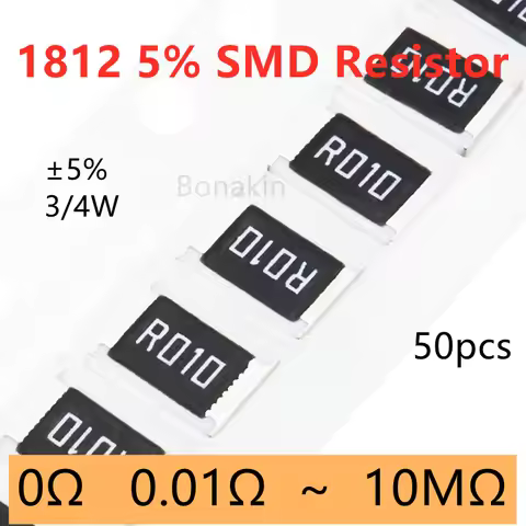 50pcs 1812 5% SMD Resistor 0.01R0.03R0.05R0.1R0.15R0.2R0.3R0.5R2R3.3R10R20R51R100R200R330R1K1.2K2.2K