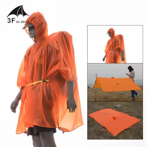 3F ul Gear Multifunction Raincoat Small Tarp 15d Silnylon / PU coating UL Awning Camping Groundsheet