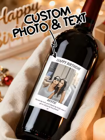 Custom Personalized Wine Label Photo Text Birthday Best Friend Holiday Parties Champagne Whiskey Teq