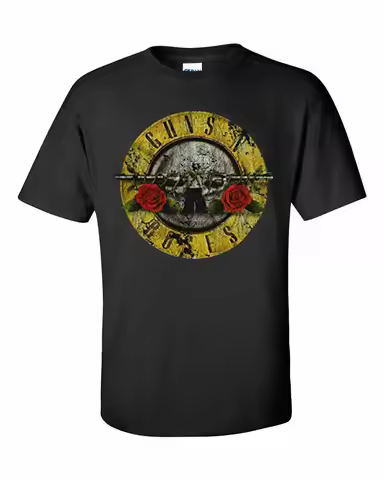 Retro Rock Band Graphic Tee Men Cotton Short Sleeve Streetwear Tops S-3XL