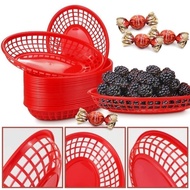 1PCS Food Tray Basket Fries Bread Fry Serving Tray Oval Plastic Fast Food Baskets for Fruit Basket