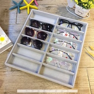 [ ] Flannel Sunglasses Display Box Sunglasses Display Stand Display Props Tray Fast Fashion Display Storage Box