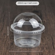 50 cái 250ml bánh pudding ly dùng một lần hộp đóng gói có nắp đậy hộp nhựa Ice-cream tráng miệng Dã