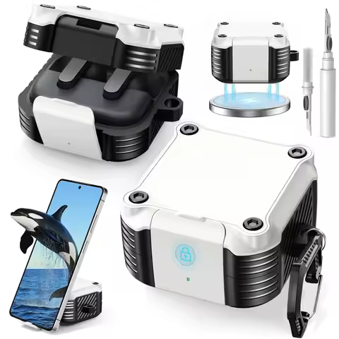 Case for Samsung Galaxy Buds 4 Pro/Buds 4 with Lock Rugged Cover with Phone Stand Compatible with Ma