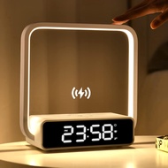 Alarm Clock Lamp with Wireless Charger &amp; RGB Desk Lamp &amp; Color Changing Lamps Bedside Lamp with Clock LED Table Lamp Night Light For Bedroom Home Office