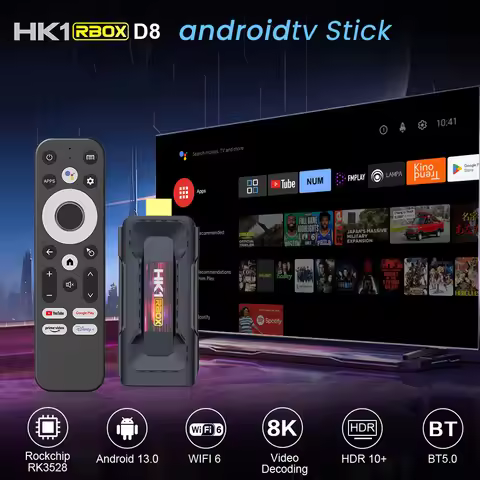 HK1 RBOX D8 Android 13 TV Stick 8K Video Decocding RK3528 4GB 32GB AndoirdTV OS WIFI6 BT5.0 With BT 