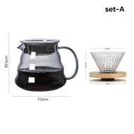 กาดริปกาแฟ ที่กรองกาแฟ ชุดดริปกาแฟ เหยือกดริปกาแฟ แก้วดริปกาแฟ coffee dripper set เหยือก 3ขนาด สามารถอุ่นไฟได้ ทนความร้อนสูง Meier