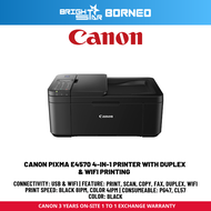 CANON Pixma E4570 4-in-1 Printer With Duplex & WIFI Printing - Black