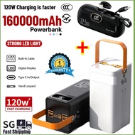 【CCC】120W Power Bank 20000/160000mAh Fast charging Mobile Battery Portable Charger PowerBank 2 Cable