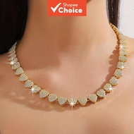 Fashion Cuban Link chrome hearts necklace for women Full Rhinestone Sparkling Delicate Jewelry For W