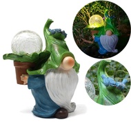 Manufacturer Figurine New Product Decoration In Stock Resin Green Field Solar Light Dwarf Ornament G