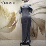 Alisa.sonya ชุดเดรสมิดิไร้สายเซ็กซี่ส่วนบนธรรมดาชุดไปคลับบอดี้คอน