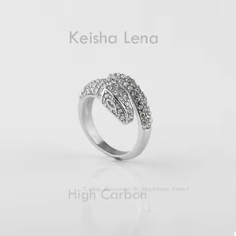 Keisha Lena Ablaze Snake Ring Wedding Silver Color Zirconia For Women Banquet Party Jewelry Gift
