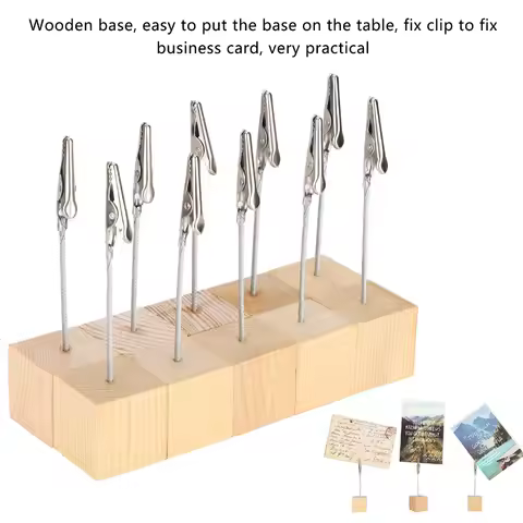 10 PCS Pine Wood Base Note Clamp Alligator Clip 11.5*2.5cm Note Clip Multi-purpose Wood Color Table 