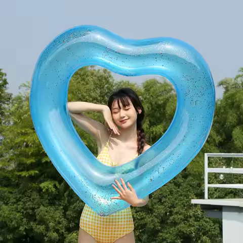 Inflatable Swimming Ring Love Swimming Ring Sequined Swimming Ring Pvc Heart-shaped Floating Ring Fl