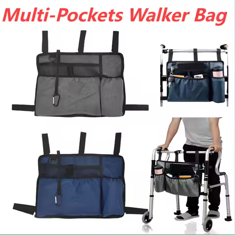 Wheelchair Bag Waterproof Walker Bag with Cup Holder Multi-Pockets Armrest Side Storage Bag Large Ca