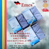 EMES Weatherproof Combination Switched Sockets(Isolator)3 Pole 20A 35A 63A Outdoor IP66 High Quality