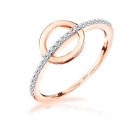 Merii แหวนเงินแท้ 925 ชุบโรสโกลด์ ประดับเพชร CZ ดีไซน์ทรงกลม แหวนเปิด : แหวนเพชร CZ Demi 221R0325-01