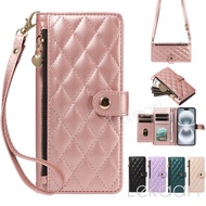 Luxury Checkered Flip Case for OPPO A57 A57e A57s A77 A77s A79 A98 Find X8 Pro 5G 2022 Leather Walle