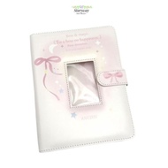 STARYSWAY 1pc 3-inch Photocard Holder, Bow Star Patterns Loose-leaf Photo Card Binder, Sweet A5 PU C