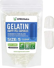 XPRS Nutra Size 5 Empty Capsules - Clear Empty Gelatin Capsules - DIY Capsule Filling - Fillable Pur