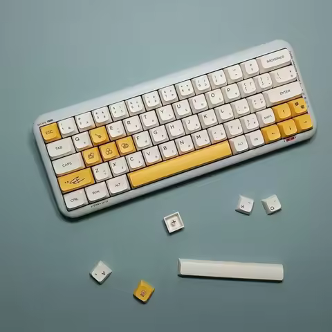 XDA Proflie Japanese Keycaps Minimalist White Yellow Honey PBT Thermal Sublimation 133 Key Caps Game