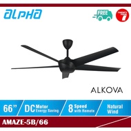 ALPHA Alkova AMAZE DC Motor Ceiling Fan with 5 Blades 8 Speed Remote (66") AMAZE-5B/66